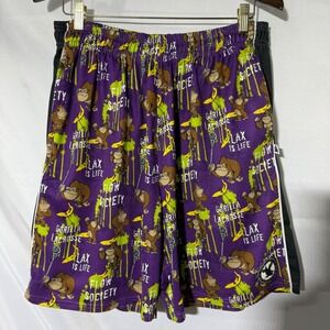 MENS Flow Society Lacrosse Shorts Gorilla Athletic Purple LARGE‎ "Lax is Life"